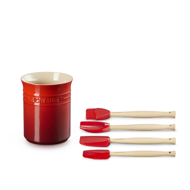 Utensil Crock with 4 Jewel Spatulas, view 3